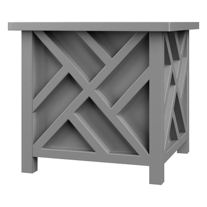 Ratiyae 15.5-Inch Outdoor Lattice Planter Box, Gray Decorative Plant Pot for Patio, Garden, Porch & Balcony