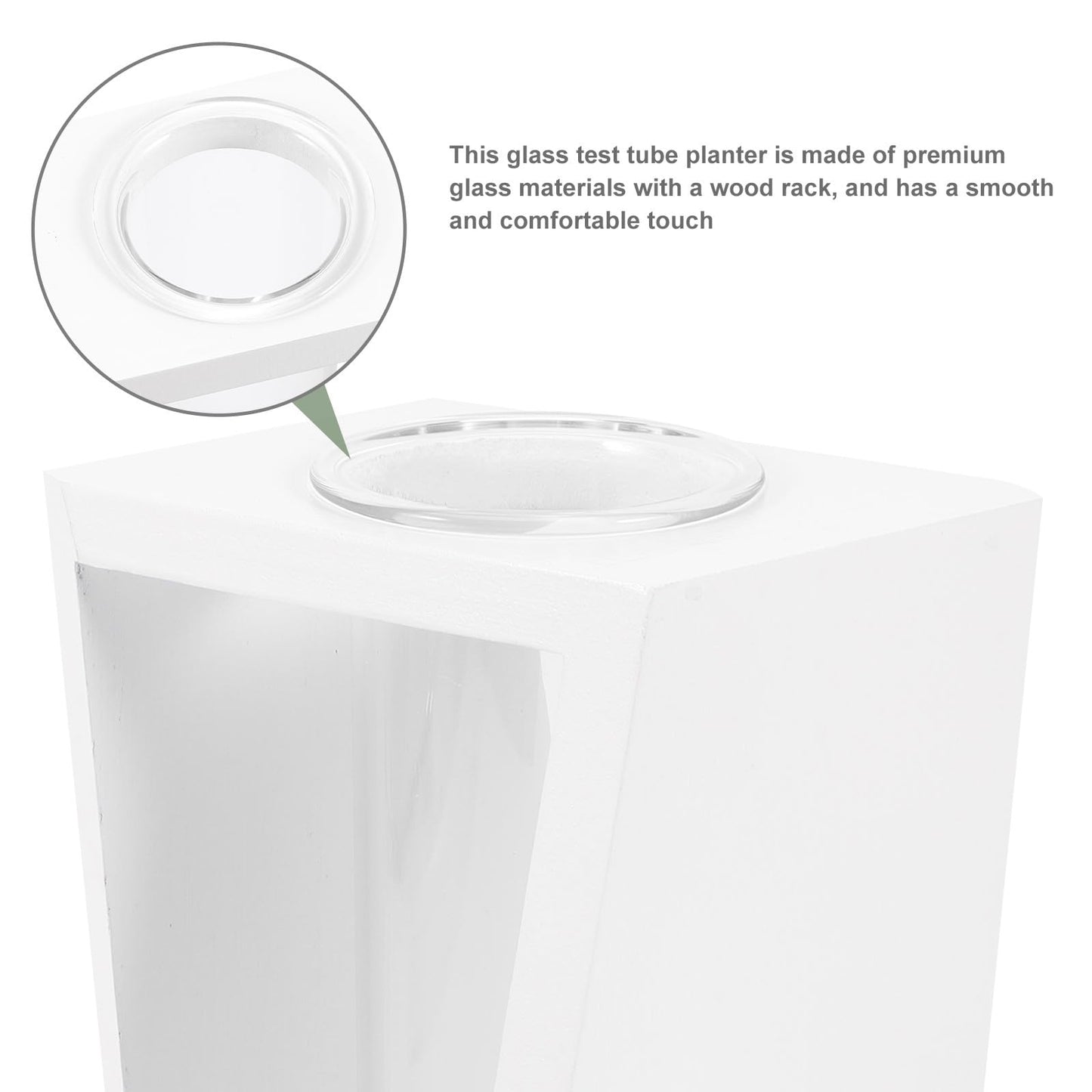 BESPORTBLE Hydroponic Plant Vase with White Wooden Rack, Glass Test Tube Propagation Station for Indoor Wall Garden, Small Terrarium Kit for Home and Office Décor