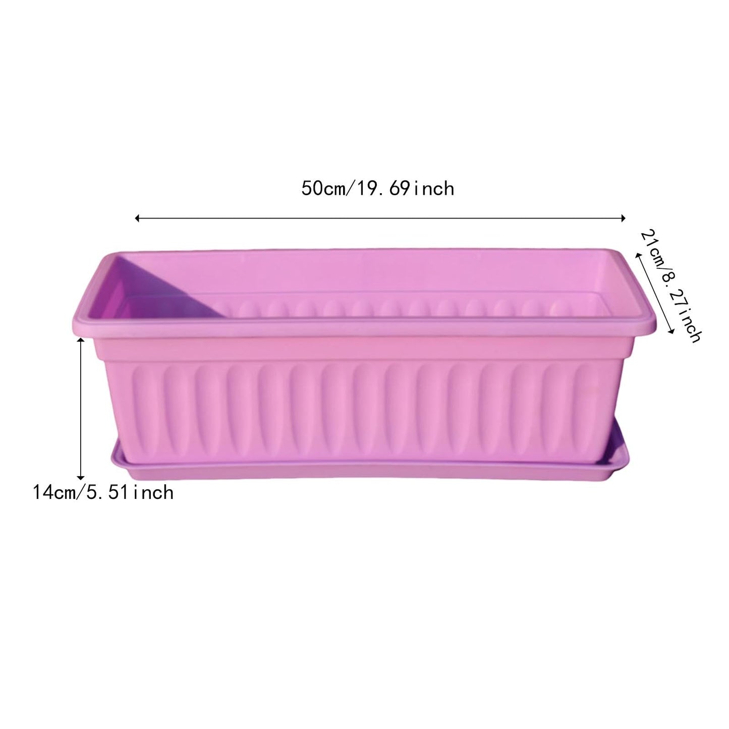 Sdlnklm Rectangular Planter Box for Gardening on Balcony Or Deck, Purple