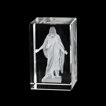 Lifebeats Christus Statue Laser Engraved Crystal Cube by Ringmasters