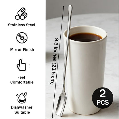 Ouliget Long Handle Tea Coffee Spoons,Square Head Coffee Stirring Spoon,Coffee Stir Sticks Drink Stirring Spoons,Tiny Salt Condiment Spoon,Coffee Bar Accessories,2 Pieces,9.3 Inches