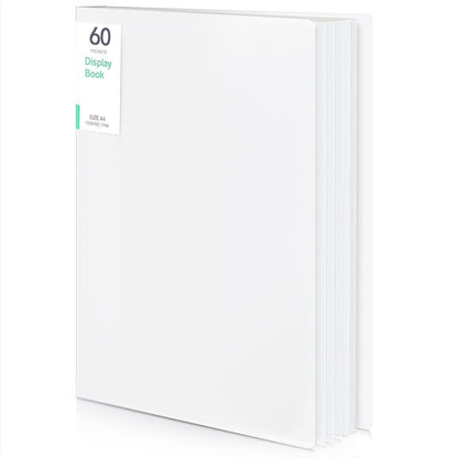 Phyxin 60-Pocket Portfolio Binder Organizer, Binder Sheet Protectors 8.5" x 11", Displaying 120 Page Plastic Folders for Documents, Document Organizer for Concert, Artwork, School & Office Use, White