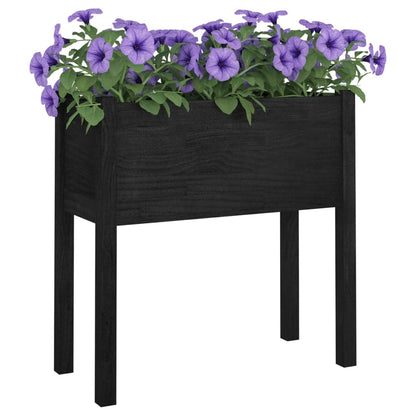 MBDRKVGF Large Garden Planter Box, 27.6-inch Square Wooden Flower Pot for Outdoor Patio, Balcony and Backyard, Matte Black Solid Pinewood Decorative Raised Bed