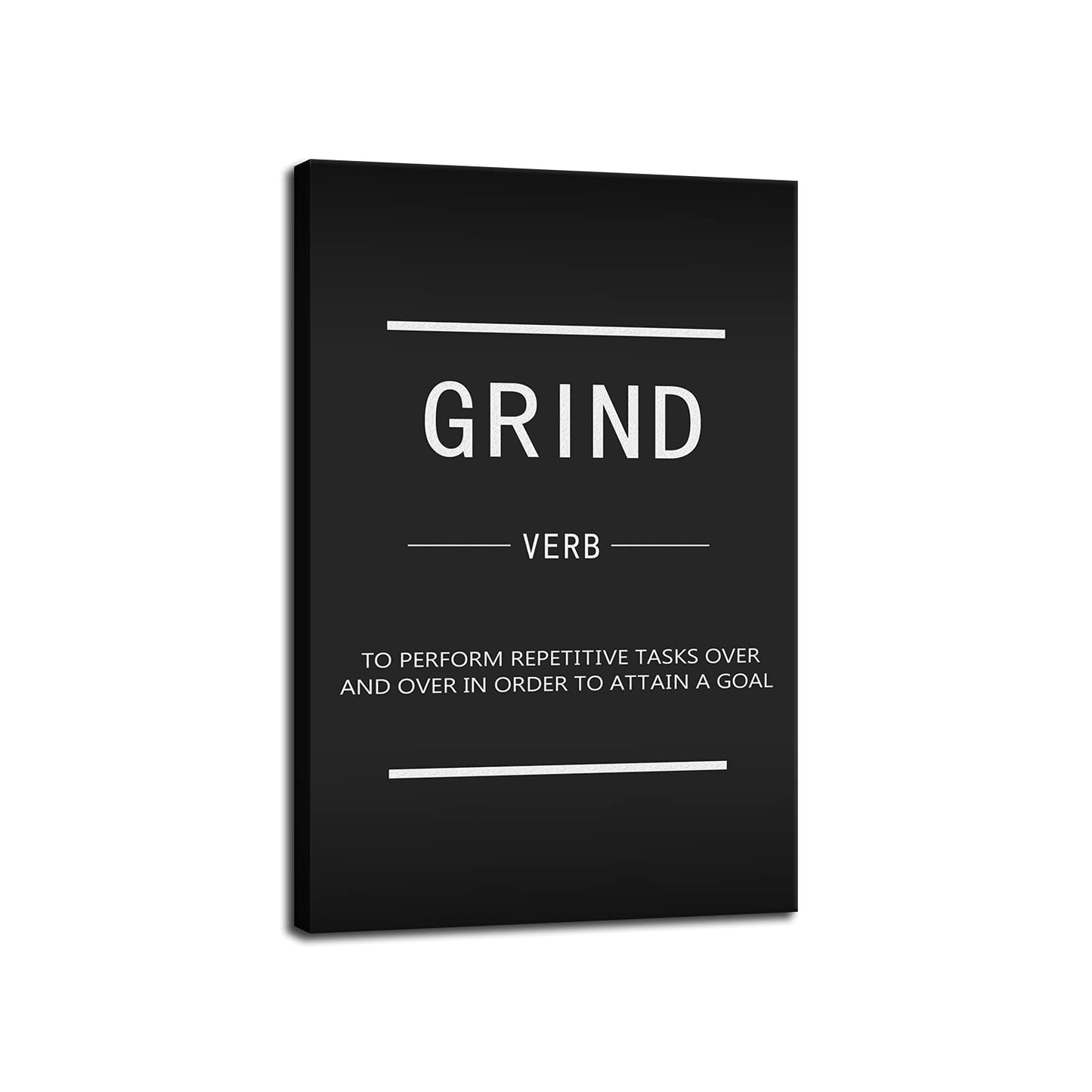 Motivational Canvas Wall Art Grind Verb Inspiring Poster Printing Inspirational Entrepreneur Quotes Quotes Poster Artwork Office Decoration Stretching Frame Ready to Hang[12''W X 18''H]
