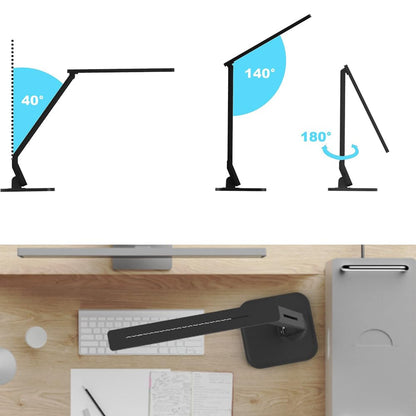 MAGIC LEAVES Desk Lamp, LED Dimmable Reading Light with Adjustable Lighting 5 Brightness Levels, 4 Light Colors and USB Charging Port Table Lamp (Piano Black)