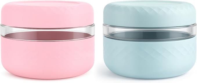 2 Pack 16 oz Glass Lunch Bowl Containers with Lids | Leak & Spill Proof, BPA-Free, Microwave & Dishwasher Safe, Airtight Meal Prep & Food Storage Jar for Lunch, Salad, Soup, Oats, Stew, Yogurt