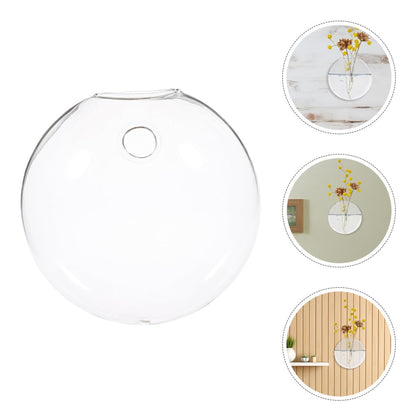 Homoyoyo 2pcs Glass Wall Hanging Hydroponic Vase Set, Flat Glass Planter for Indoor Plants, Decorative Wall-Mounted Terrarium Container for Home and Office