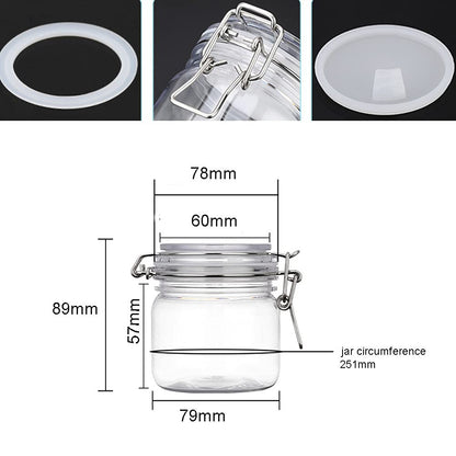 Lokusel 2 Pcs 10 Oz/300ml PET Plastic Storage Jars with Airtight Hinged Lids,Durable Clear Wide Mouth canning Jars for Food Storage Oats Canning Cereal Pasta Sugar Coffee Nuts Spices