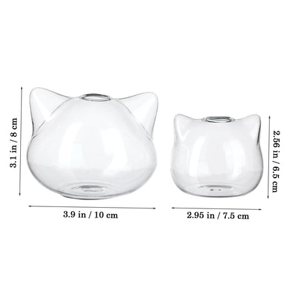 HAKIDZEL 2pcs Cat Shaped Glass Terrarium Vases for Hydroponic Plants Delicate Home Flower Vase with Smooth Design Cute Decorative Containers for Desktop and Coffee Table Display