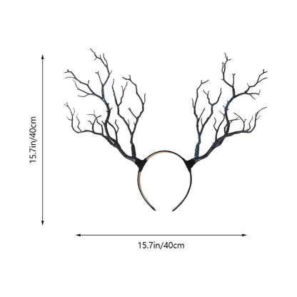 Lurrose Tree Branches Headbands Deer Antler Hairband Elk Horn Hair Wreath Fairy Antler Headpiece for Halloween Christmas Party, Blue