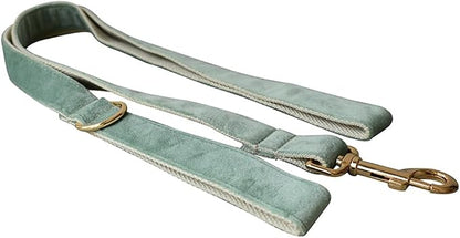 Love Dream Velvet Dog Collar and Leash Set, Soft & Comfy Adjustable Dog Leash and Collar with Heavy Duty Metal Buckle for Small Medium Large Dogs Training & Walking (Medium, Mint Green)