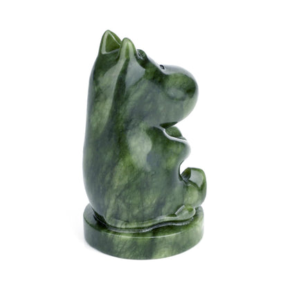 gemshan Hippo Statue, Natural Green Jade Sculpture, Hippopotamus Animal Figurine, Home, Office Desk, Entryway Table Decor