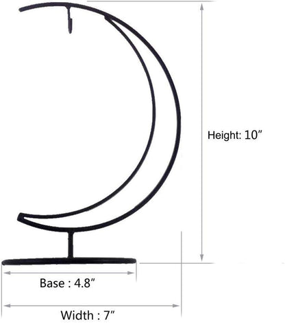 Archi Ornament Display Stand Holder Home Wedding Decoration Rack for Hanging Glass Globe Air Plant Flower Pot Stand Iron Pot Hook Stand Terrarium Witch Ball(Moon)