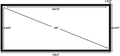Silver Ticket Products STR Series 6 Piece Home Theater Fixed Frame 4K / 8K Ultra HD, HDTV, HDR & Active 3D Movie Projection Screen, 2.35:1 Format, 138" Diagonal, Grey Material STR-235138-G