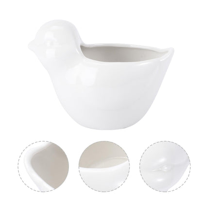 TIDTALEO Ceramic Flowerpot with Creative Bird Design Decorative Planter for Succulents Indoor Outdoor Garden Use White Animal-Shaped Container for Home Office Decor