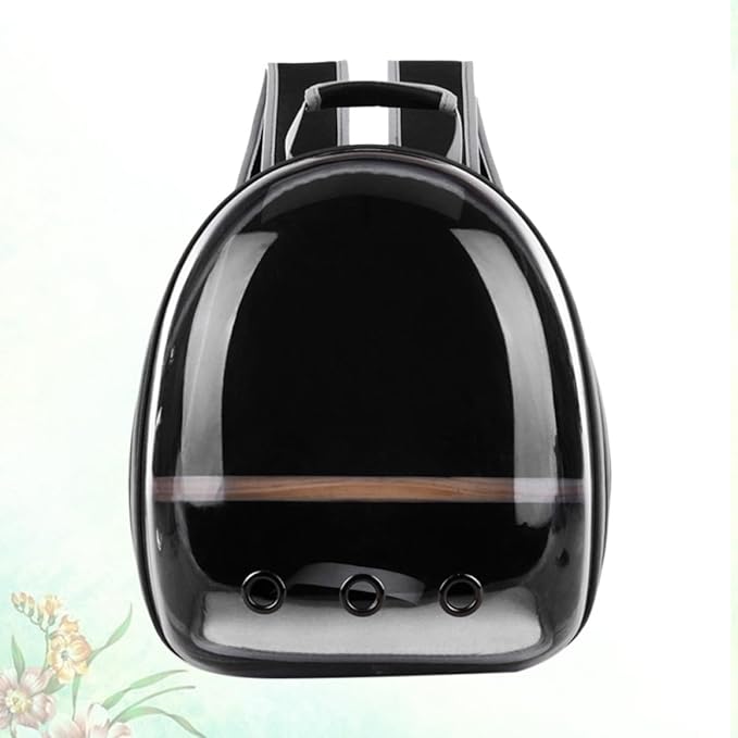 YARNOW Portable Parrot Backpack Breathable Outdoor Carry Bag with Wooden Bar for Travel and Adventure Durable Black Design for Birds