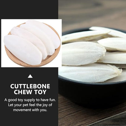 UKCOCO 12 Sets Natural Cuddle Bone Chew Toys, Chewing Cuttlefish Bone Bird Parrot Cage Bite Toys for Parakeets Cockatiel Macaw Conur 10-12CM