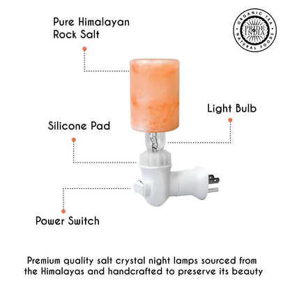 Pride of India Pink Salt Crystal Light | Cylinder Shape | Natural Salt Crystal Light | Hand-Carved Rock Salt Lamp | Himalayan Salt Lamp Cover | Ideal Pink Salt Night Light for Home Décor