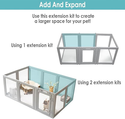 Front Row Clear Plastic Dog Playpen - 6-Panel, 30-inch Height, Durable Indoor/Outdoor Pet Fence, Easy Assembly, Foldable, Small to Medium Dogs and Puppies (Ash Gray, 30", 6)