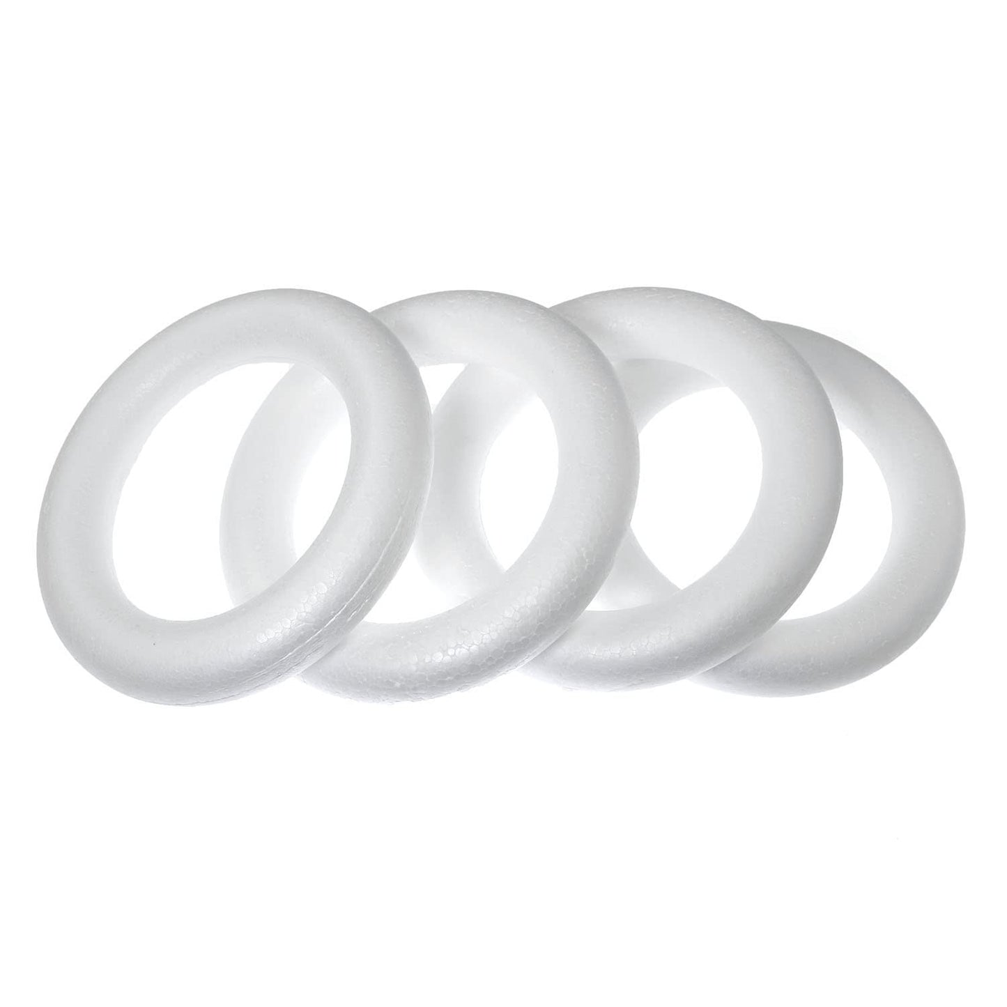 RLECS 4pcs 6.7 Inch Foam Wreath Forms for Crafts White Circles for Christmas Decorations Wreath Shaped Foam Ring