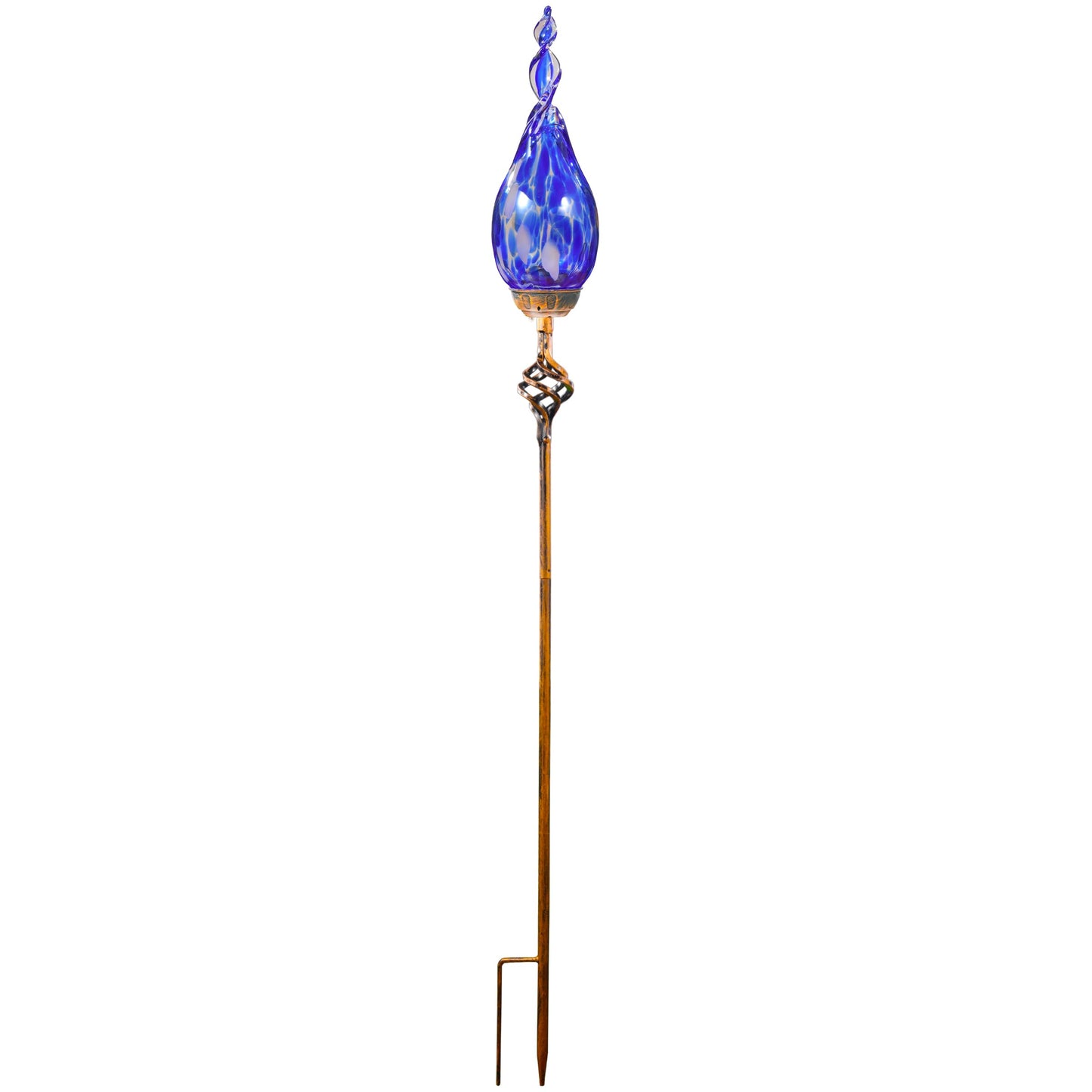 Naboher Solar Garden Lights Outdoor, Decorative LED Flame Garden Stakes, Hand Blown Glass and Outdoor Waterproof Glass Stakes (Dark Blue)