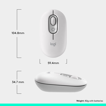 Logitech POP Mouse, Wireless Mouse with Customizable Emojis, SilentTouch Technology, Precision/Speed Scroll, Compact Design, Bluetooth, Multi-Device, OS Compatible - Heartbreaker Rose