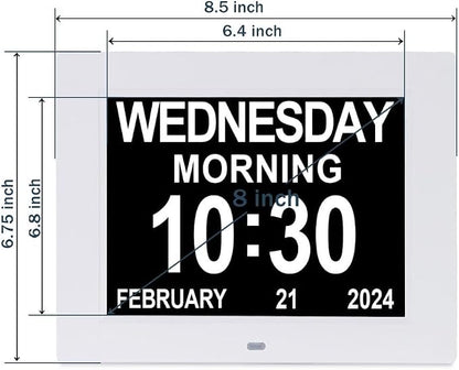 SSINI Dementia Clock Large Digital Calendar for Seniors with Date and Time - Elderly Digital Clock Large Display, 12 Custom Alarms (8 Inch)