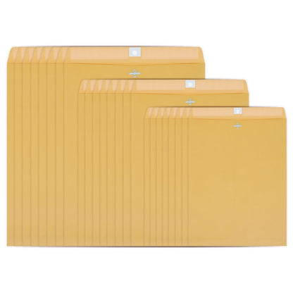 3 Sizes Clasp Envelopes Security Mailing Envelopes with Metal Clasps Kraft Paper Envelopes for Office, School, Home, Shipping Documents, Photos, Mailers (24 Packs)