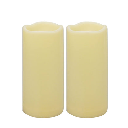 2PCS 7" Waterproof LED Flameless Timer Candles, 1000 Hours Long Battery Life/Flickering Battery Operated Electric Outdoor LED Large Pillar Candle for Outside Lantern Festival Decor etc.
