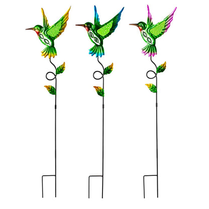 Venniy 3 Pcs Hummingbird Decorative Garden Stakes,Metal Yard Art for Lawn Pathway Patio Plant Pot Flower Bed Ornaments Spring Outdoor Decor
