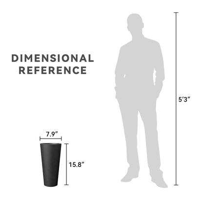 Kante Tall Concrete Planter (Set of 2), 15.8 Inch Height Large Flower Pot for Indoor Outdoor Plants, Suitable for Home, Patio, Garden, Porch, Black