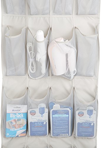 Amazon Basics 20 Large Pocket Over-the-Door Hanging Shoe Organizer, Grayish Tan