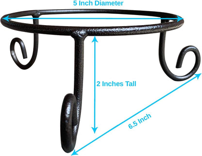 EcoRise Black Iron Ball Stand - Gazing Globe Stand for Balls, Sphere Holder Wrought Iron Display Stand, Crystal Ball Stand, Glass Bowl Ring Metal Egg Stands, Gazing Ball Stand (5" Diameter X 2" Tall)