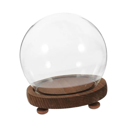Generic Clear Glass Display Case Terrarium ,Wooden Base Decorative, Empty Glass Dome for Photos Medals Decoration Home Living Room Tabletop Decoration , 12cm