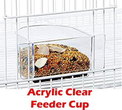 Combo Breeding Stacker Center Divided Breeder Bird Flight Double Rolling Cage Side Breeding Nest Door Feeder Doors with Water Food Cups Natural Wood Perch Easy Clean Pull Out Tray