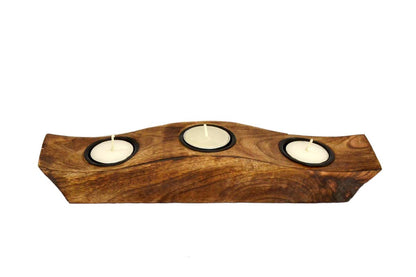 eTroves Wooden Tealight Candle Holder Set - Mango Wood Boat Tea Light Votive Candle Holders - Personalized Wood Tealight Holders for Rustic Wedding Birthday Anniversary Party