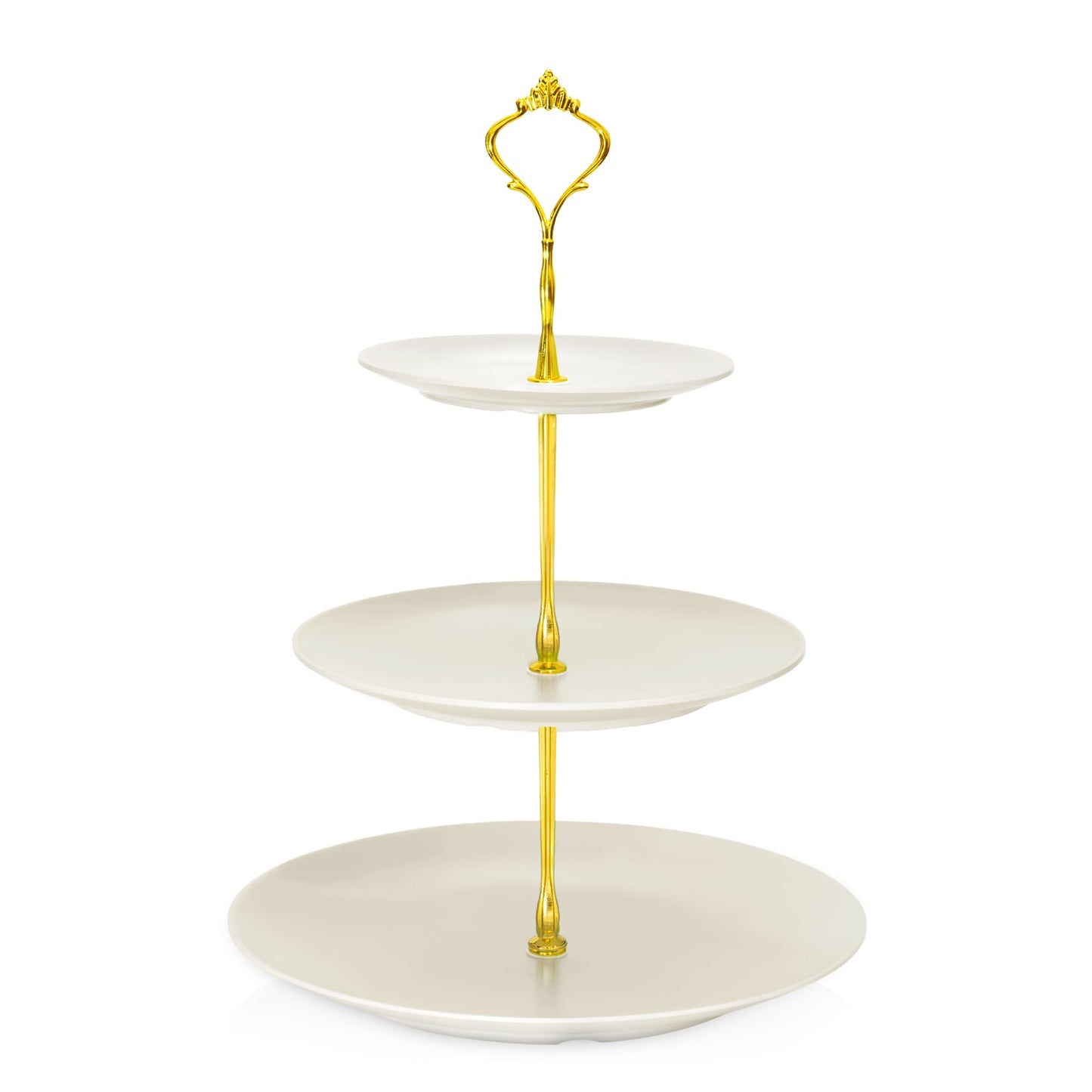 Lucky Will Beige Tiered Dessert Serving Tray for Kid's Party Supplies Favors 3 Tier Cupcake Cake Stand for Birthday Tea Afternoon Halloween Christmas Candy Bar