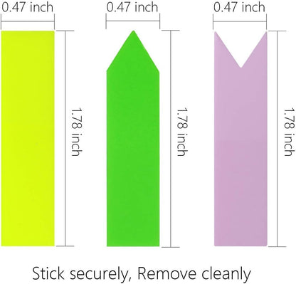 KICNIC 1500 Pieces Page Markers Sticky Index Tabs, Arrow Flag Tabs Self Adhesive, Colored Notes Tab Stickers for Notebook, Documents, Books [10 Colors, 3 Designs] Sticks Securely, Removes Cleanly
