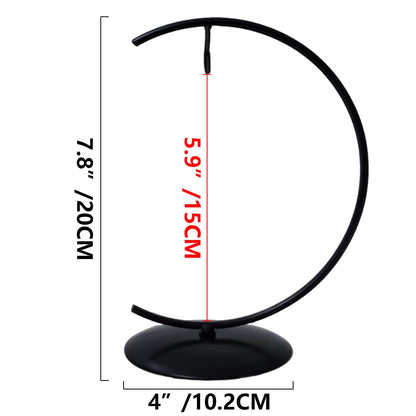 YY YEARCHY Ornament Display Stand for Hanging Glass Globe Ball Air Plant Flower Holder Metal Round Decorative (1, Black, 7.8"x4")