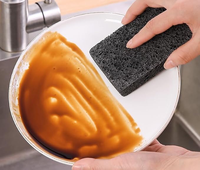 6 - Pack Non-Scratch Scrub Sponges - Sponge for Dishes and Washing Dishes, Cleaning Pads for Kitchen Home and More（Black）