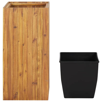 QUAHEAS Large Garden Planter Square Acacia Wood Brown Sturdy Decorative Pots Plants Outdoor, Raised Bed for Herbs, Flowers - 35.4 in Tall