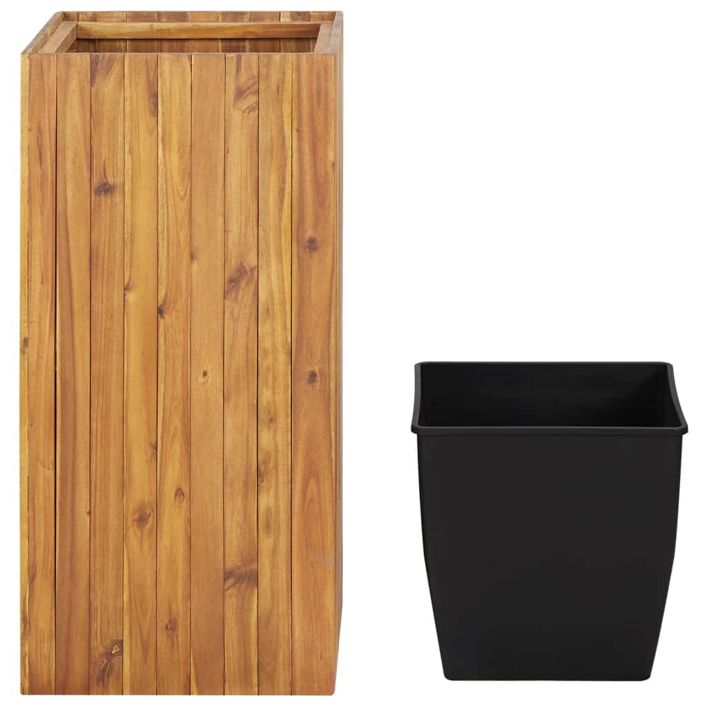 YuuSsea Brown Raised Garden Planter Box: Large, Sturdy Acacia Wood Outdoor Flower and Herb Planters for Balcony - Square