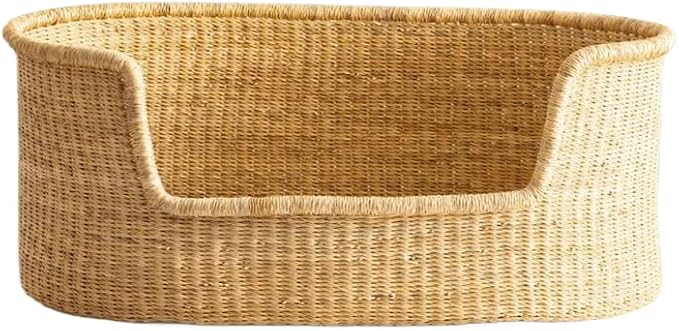 Handwoven Dog Bed – Woven Baskets for Gifts – Small to XXL Empty Dog Basket and Dog Toy Bin – Large Storage Basket for Dogs and Toys – Elegance and Decorative Basket for Your Pet (Natural, Medium)