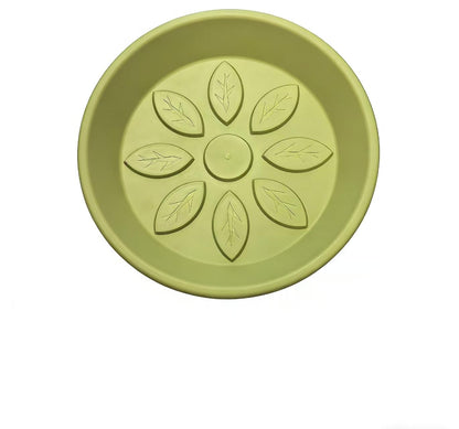 Heavy Duty Light Green Plant Saucer, Deep Waterproof Garden Drip Tray, Stylish Leaf Pattern Round Pot Base For Home Indoor Outdoor Planters, plant water catcher tray, trays for plants 10 Inch