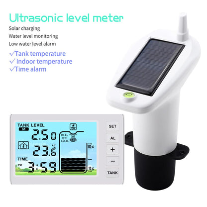 VISLONE Ultrasonic Water Level Monitor Tank Liquid Level High/Low Alarm Solar Powered Water Level Sensor Water Level Indicator Gauge IP65 Waterproof