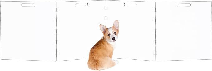 Acylic Pet Playpen Gate for The House Doorways, Clear Acrylic Pet Gate for Dogs, Freestanding, Clear (Medium, Panel, 4)