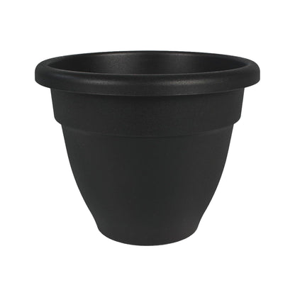 The HC Companies Caribbean Planter Pot - Outdoor & Indoor Plant Pot with Drainage Hole & Plug - Rolled Rim Plastic Pots for Plants & Flowers - Decorative Plant Pot (14" Black, Pack of 1)