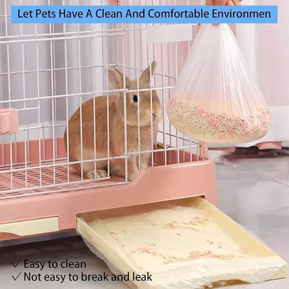 Tfwadmx 50 Pcs Disposable Rabbit Cage Liner, 27"x19" Clear Plastic Bunny Cage Tray Liners,Guinea Pig Toilet Film Liner Bag for Ferret,Hamster,Hedgehog,Birds and Small Animals