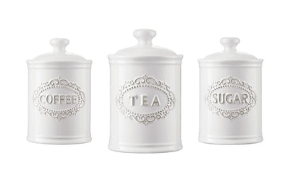 TAWCHES Relief Vine Ceramic Canisters Sets For The Kitchen For Countertop Set of 3 Airtight Coffee Canisters For Ground Coffee Sugar Container Storage Jars With Lids Farmhouse Decor Tea caddies