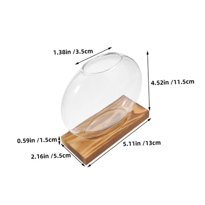 NUOBESTY 2pcs Glass Vase with Wooden Stand for Plant Propagation Hydroponic Terrarium Container Desktop Planter for Home and Office Decor